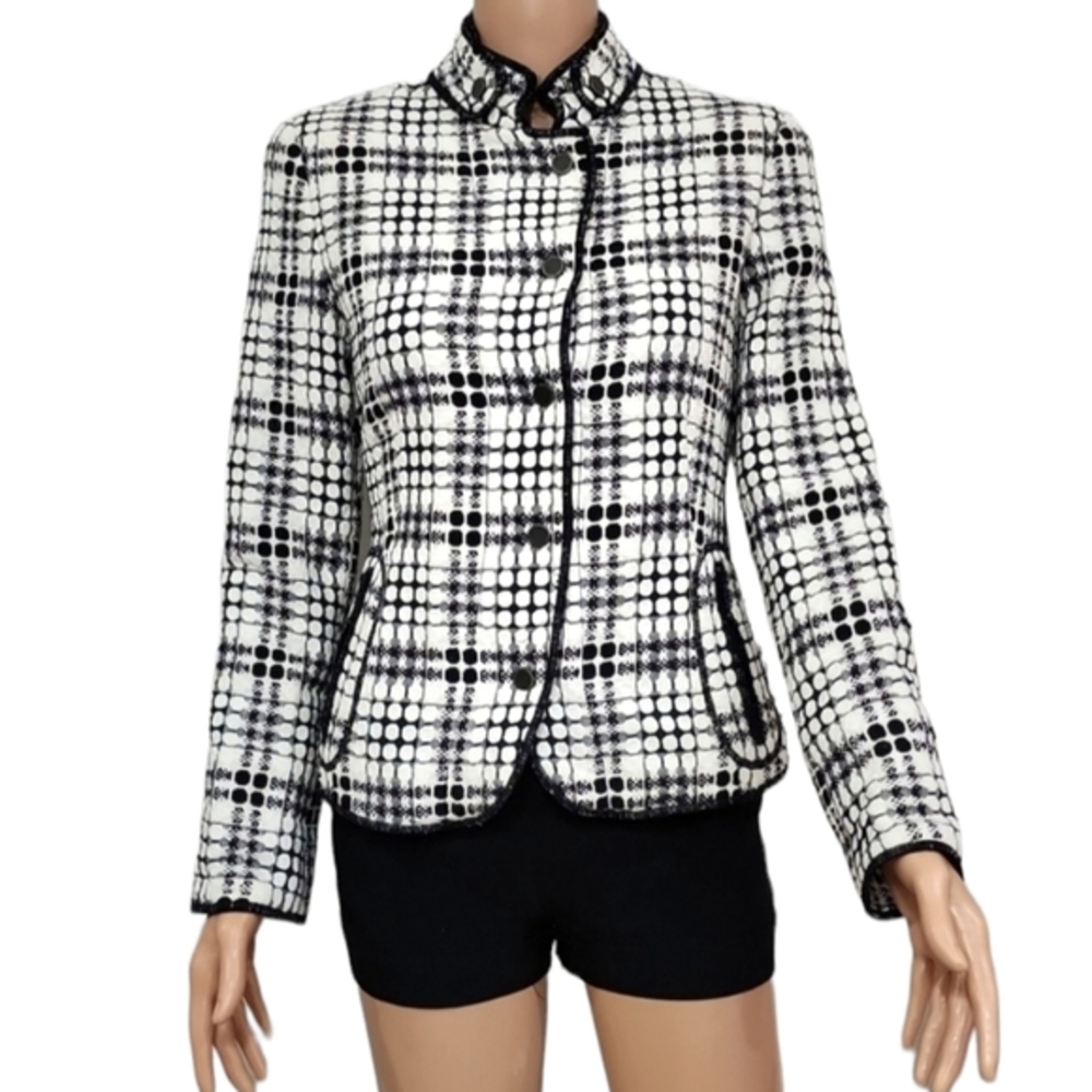 Eccoci White/Black Women's Blazer Jacket size 8 Medium‎